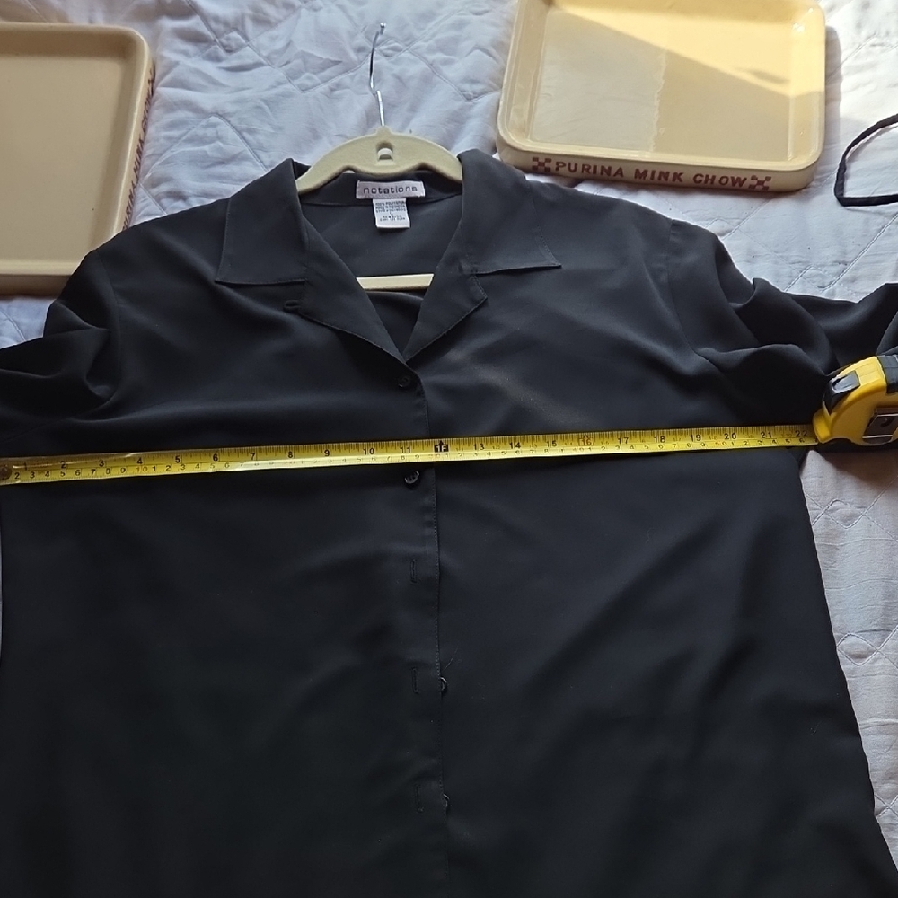 Notations Black Button-Front Blouse Large - Picture 4 of 5